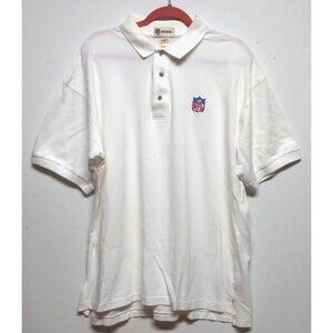 VTG 90s Antigua NFL Polo Shirt XL white cotton short sleeve embroidered logo EUC
